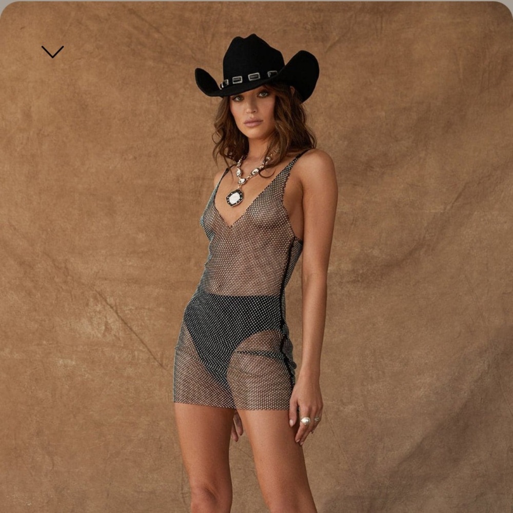 12th Tribe Hands Off Black Rhinestone Mini Dress